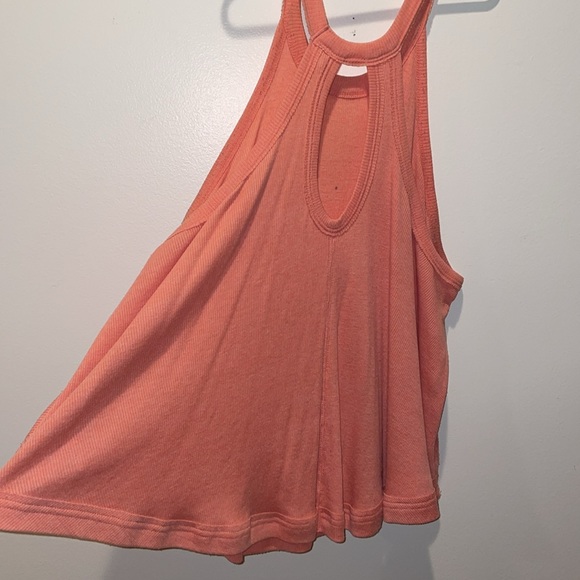 We the Free Sunset Orange Tank Top with an Eyelet Back and High Neck - Picture 4 of 6